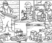 Coloriage Les lutins au travail