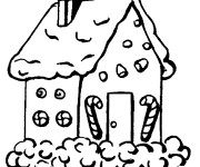 Coloriage Maison de No&euml;l en pain d'&eacute;pice