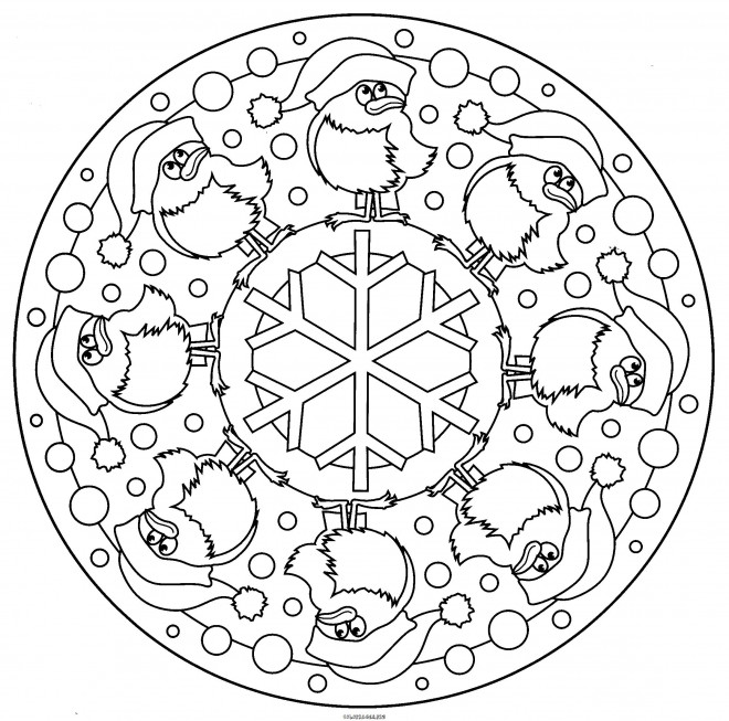 Coloriage Mandalas De Noël Dessin Gratuit à Imprimer