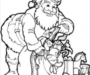 Coloriage Père Noël et son sac de cadeaux