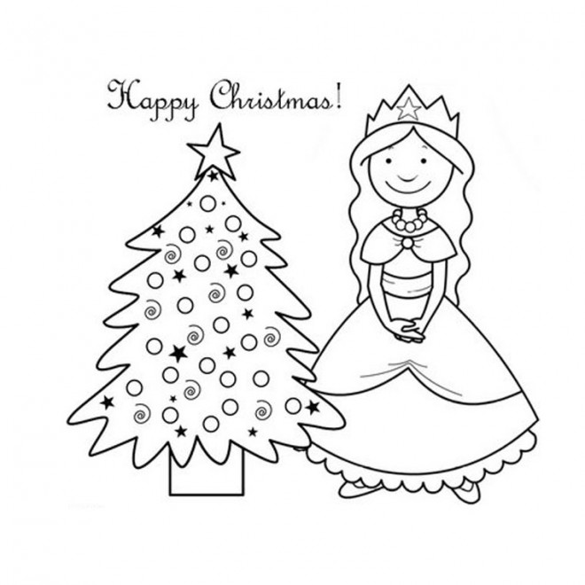 Coloriage Princesse De Noël Dessin Gratuit à Imprimer