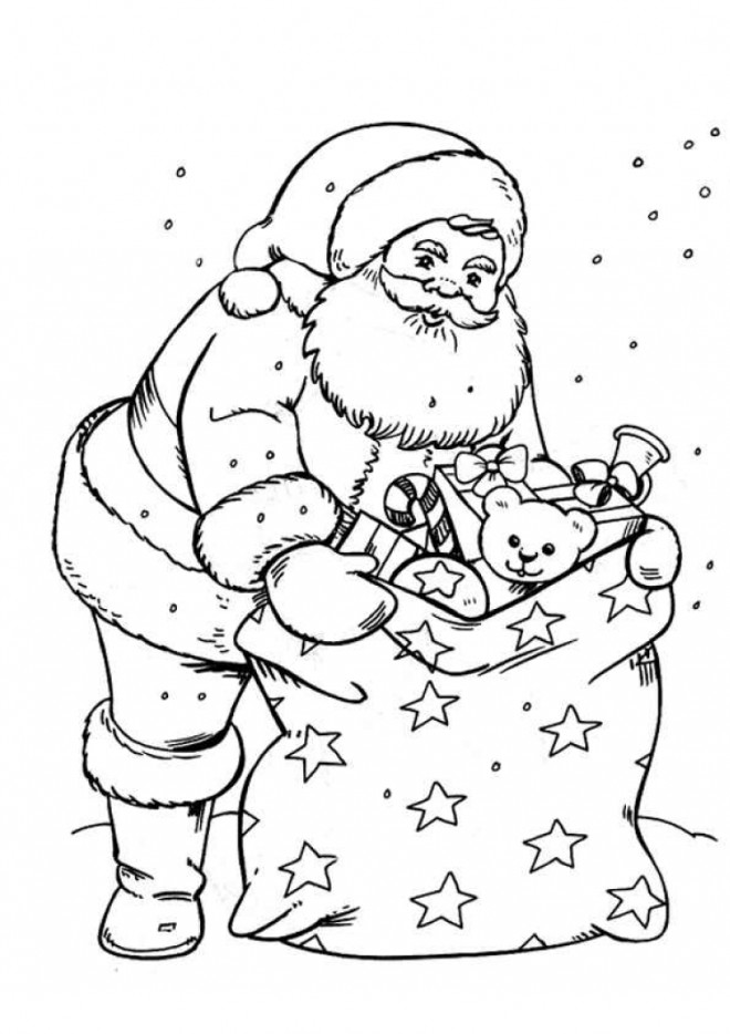 Coloriage Sac De Cadeaux Du Père Noël