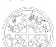 Coloriage 12 animaux du Zodiac du nouvel an chinois