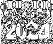 Coloriage Affiche de Nouvel An Chinois 2024