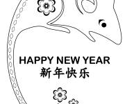 Coloriage Ann&eacute;e de Rat chinois