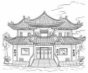 Coloriage Architecture chinoise du Nouvel An chinois