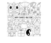 Coloriage et dessins gratuit Attributs du nouvel an chinois à imprimer