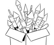 Coloriage et dessins gratuit Bo&icirc;te avec des fus&eacute;es de feu d'artifice pour le nouvel an chinois à imprimer