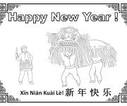 Coloriage carte postale nouvel an chinois