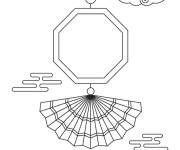 Coloriage et dessins gratuit D&eacute;coration chinoise simple pour le Nouvel An lunaire à imprimer