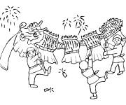 Coloriage D&eacute;fil&eacute; de la c&eacute;l&eacute;bration du nouvel an chinois