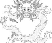 Coloriage Dragon chinois en noir et blanc