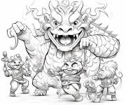 Coloriage et dessins gratuit Dragon et des signes des ann&eacute;es chinoises à imprimer