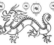 Coloriage Dragon et lanterne pour la nouvelle ann&eacute;e chinoise