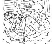 Coloriage Dragon tenant une lanterne pour nouvel an chinois