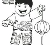 Coloriage Enfant une lanterne pour la c&eacute;l&eacute;bration