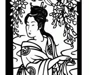Coloriage et dessins gratuit Femme chinoise pendant la nouvelle ann&eacute;e chinoise à imprimer