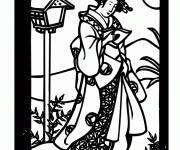 Coloriage et dessins gratuit Femme re&ccedil;oit une lettre pour le nouvel an chinois à imprimer