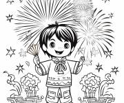 Coloriage Feux d'artifice du Nouvel An chinois gratuit &agrave; colorier