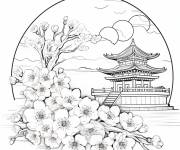 Coloriage Fleurs de cerisier en fleurs pour le Nouvel An chinois