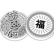 Coloriage G&acirc;teaux chinoise pour le nouvel an