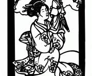Coloriage Geisha au nouvel an chinois