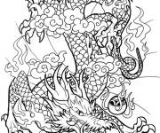 Coloriage Gros Dragon rouge attribut du nouvel an chinois