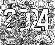Coloriage Illustration Nouvel An Chinois 2024