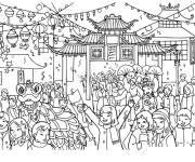 Coloriage La c&eacute;l&eacute;bration folklorique du Nouvel An chinois