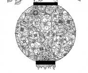 Coloriage Lanterne chinoise avec des fleurs