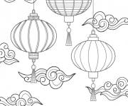 Coloriage Lanternes aux motifs pour le nouvel an chinois