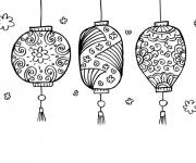 Coloriage Lanternes chinoise pour le Nouvel An lunaire