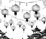 Coloriage Lanternes en papier pour le Nouvel An chinois