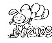 Coloriage Lapin avec des ballons pour le nouvel an chinois