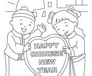 Coloriage Les enfants vous souhaitent un joyeux nouvel an chinois