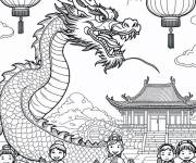 Coloriage Les traditions et les c&eacute;l&eacute;brations du nouvel an chinois