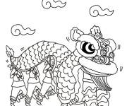 Coloriage Lion du nouvel an chinois