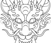 Coloriage Masque de dragon chinois traditionnel &agrave; d&eacute;couper
