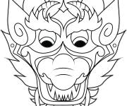 Coloriage Masque du dragon pour nouvel an chinois