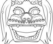 Coloriage Masque du lion pour le nouvel an chinois &agrave; d&eacute;couper