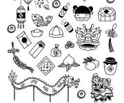 Coloriage Motifs de Nouvel An chinois petite section
