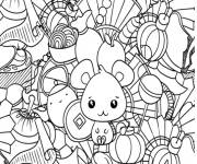 Coloriage Motifs Nouvel An chinois ann&eacute;e du Rat