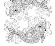 Coloriage Nouvel an chinois de poissons