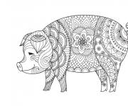 Coloriage Nouvel an chinois du cochon zentangle