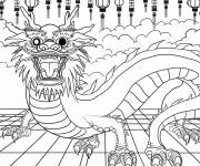 Coloriage Paysage du dragon chinois &agrave; la c&eacute;l&eacute;bration du nouvel an
