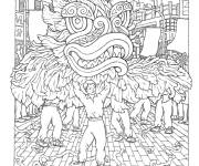 Coloriage Peuple de chine c&eacute;l&egrave;brent le nouvel an chinois
