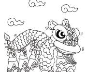 Coloriage Spectacle du dragon pour le nouvel an chinois