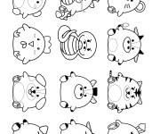 Coloriage Symboles mignons du zodiaque chinois