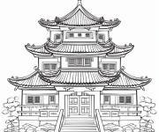 Coloriage Temples chinois pour le Nouvel An chinois