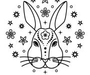 Coloriage T&ecirc;te du lapin pour le nouvel an chinois en ligne